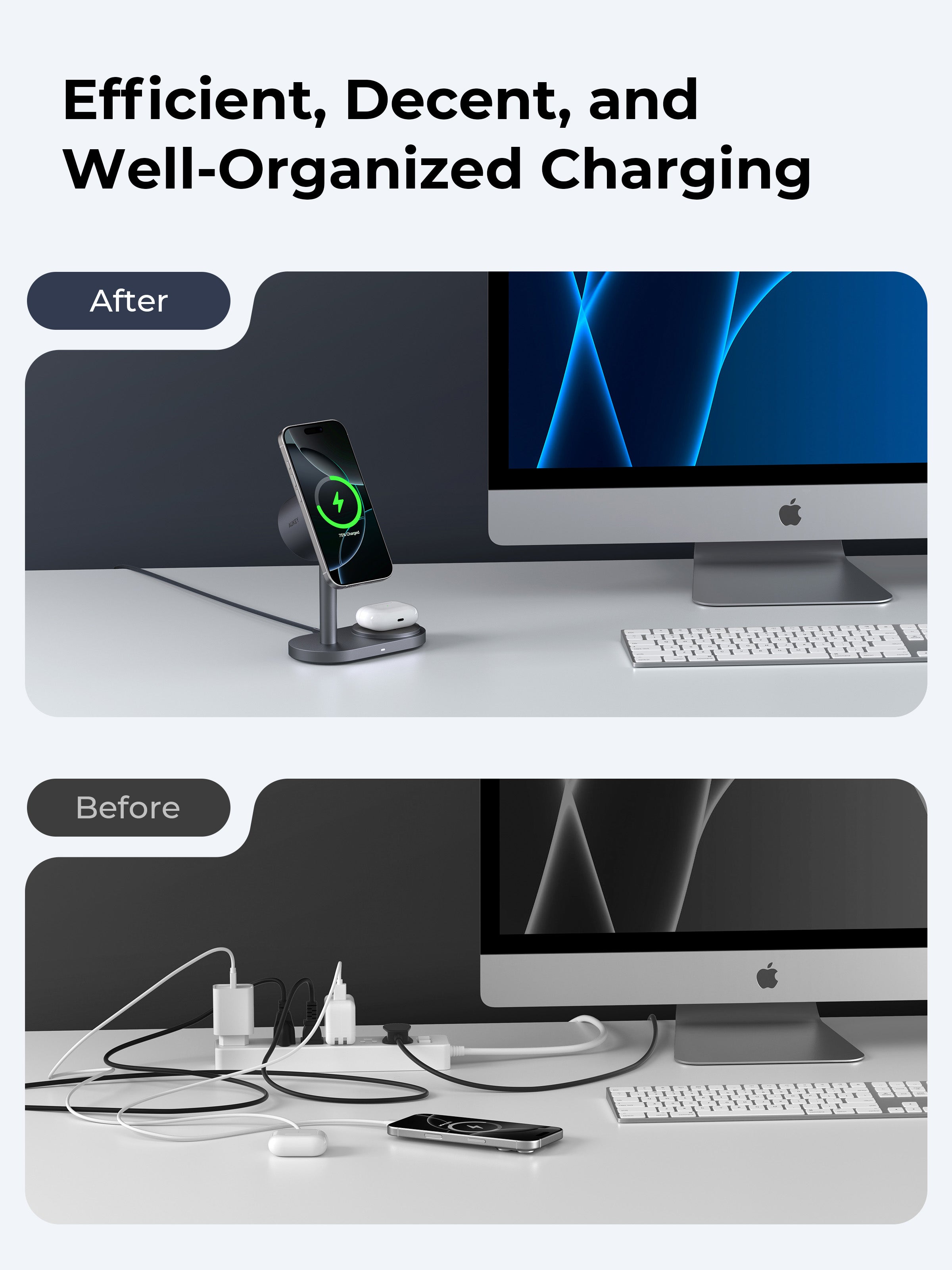 AUKEY LC-MC213 Qi2.2 MagFusion 2X 2-in-1 Magnetischer Wireless Charger (Netzteil nicht im Lieferumfang enthalten)