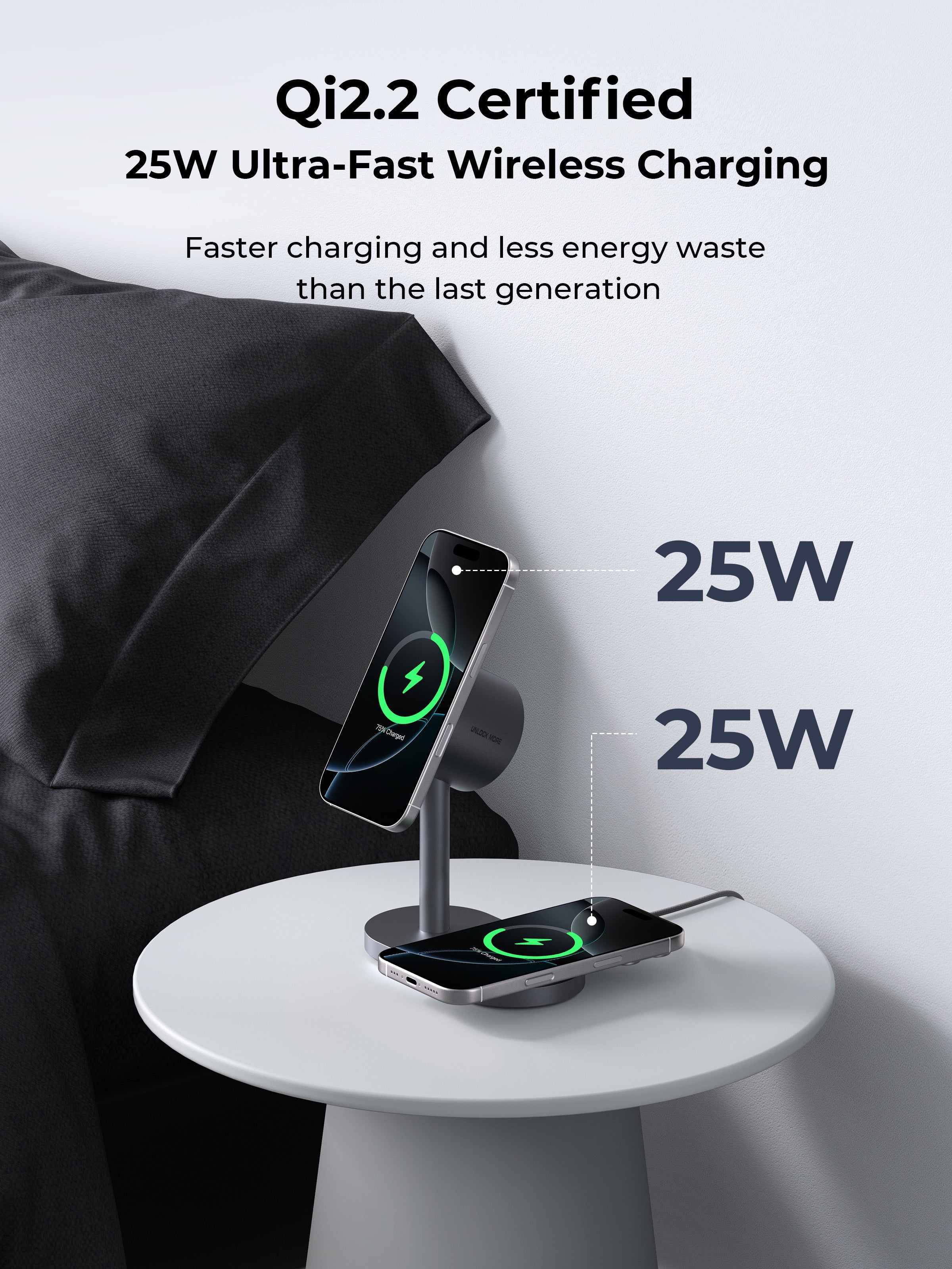 AUKEY LC-MC213 Qi2.2 MagFusion 2X 2-in-1 Magnetischer Wireless Charger (Netzteil nicht im Lieferumfang enthalten)