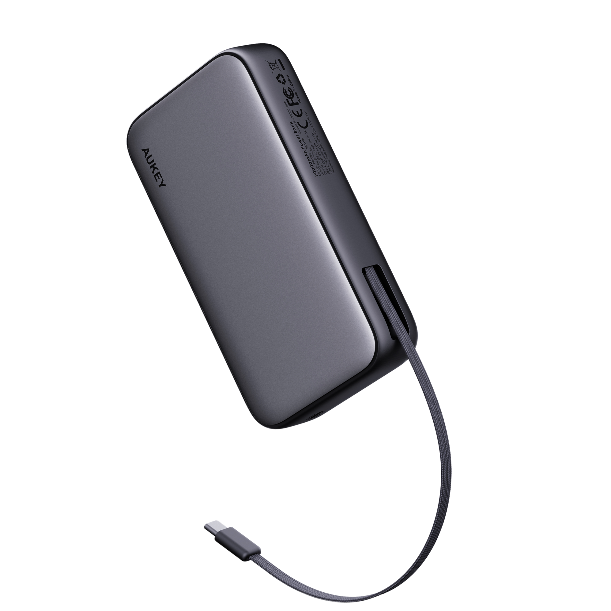 AUKEY PB-Y66 Spark Reel 20000mAh 65W Powerbank mit eingebautem einziehbarem Kabel