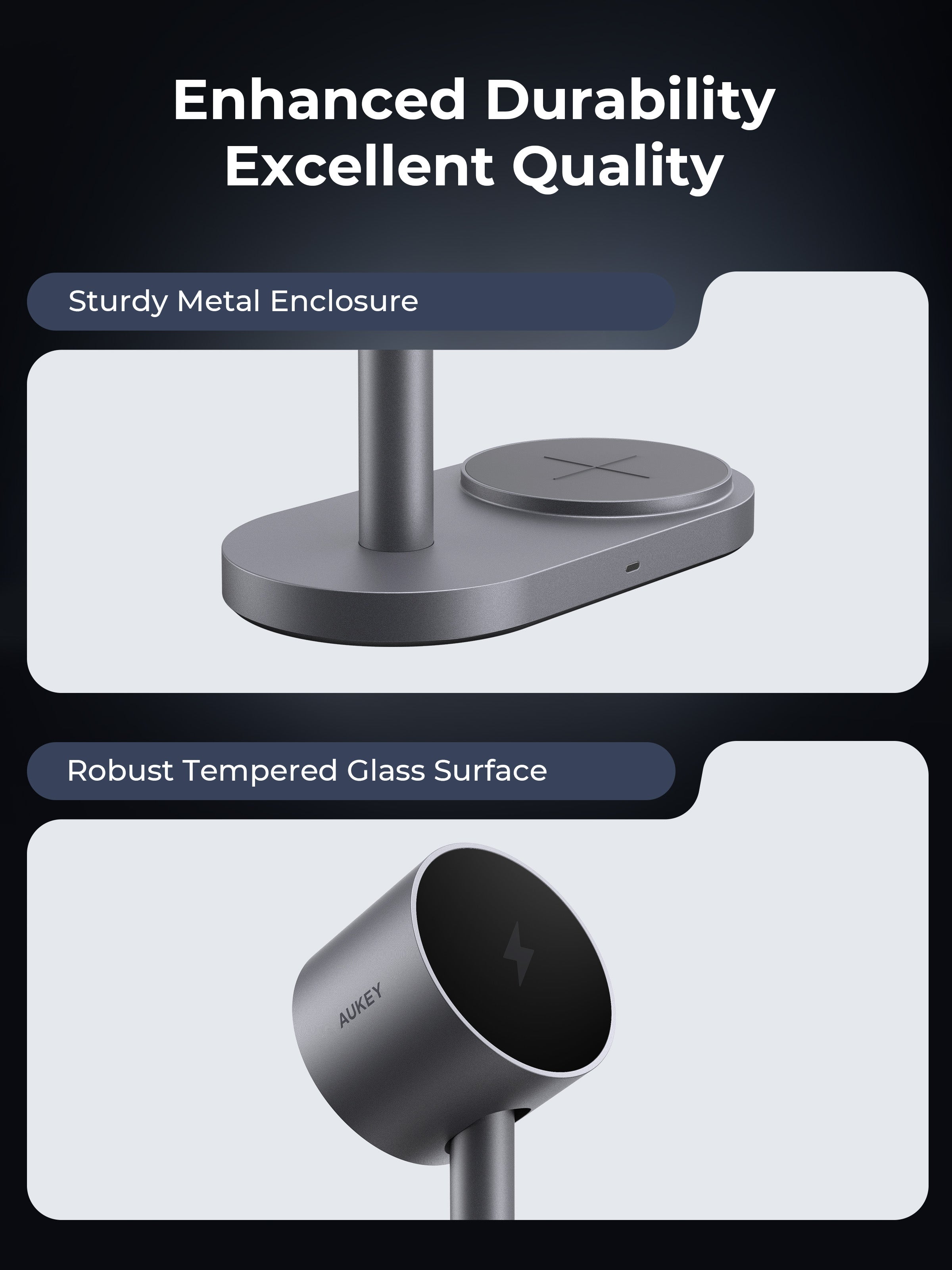 AUKEY LC-MC213 Qi2.2 MagFusion 2X 2-in-1 Magnetischer Wireless Charger (Netzteil nicht im Lieferumfang enthalten)