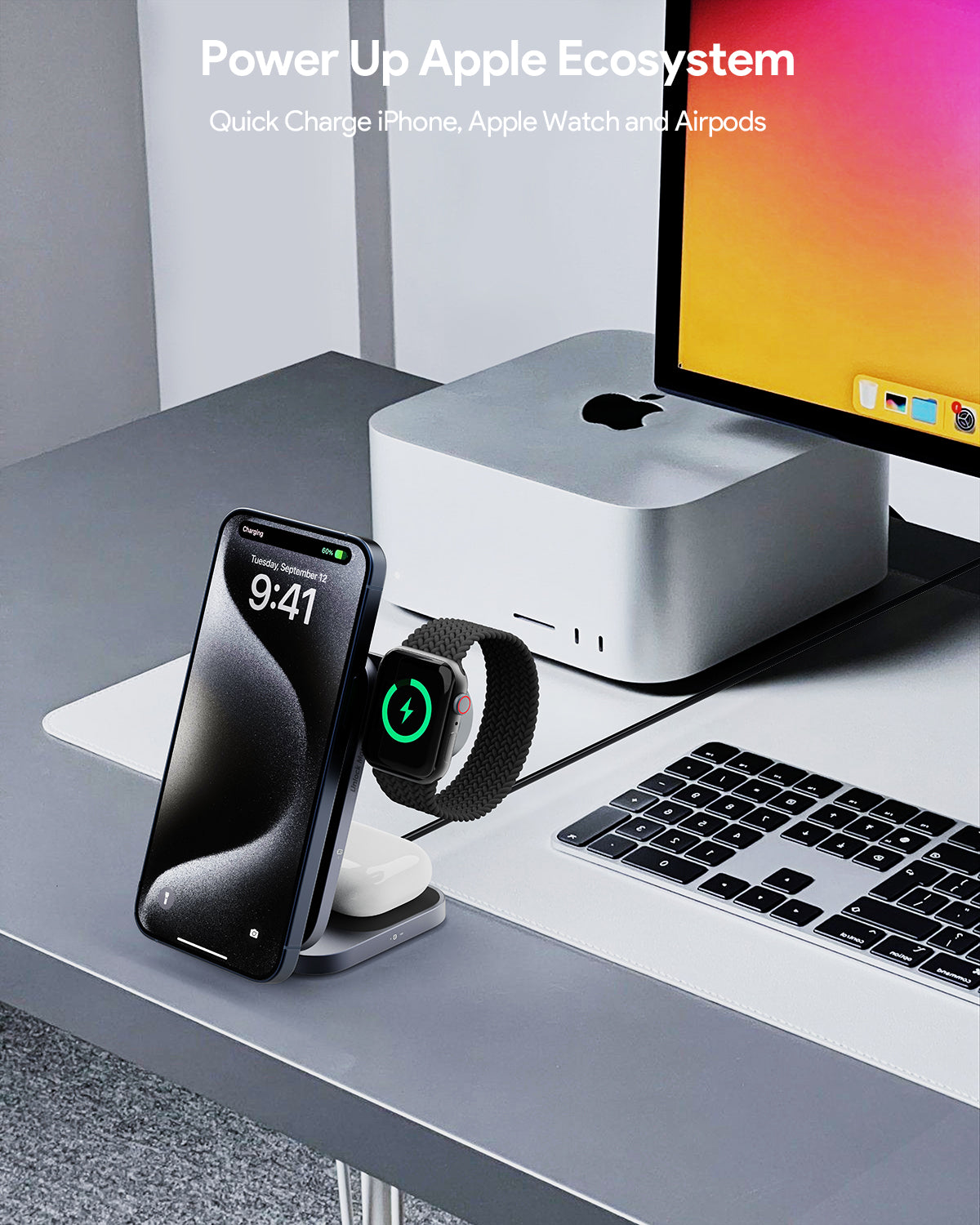 AUKEY LC-MC312 MagFusion Z Qi2 3-in-1 Faltbare kabellose Ladestation