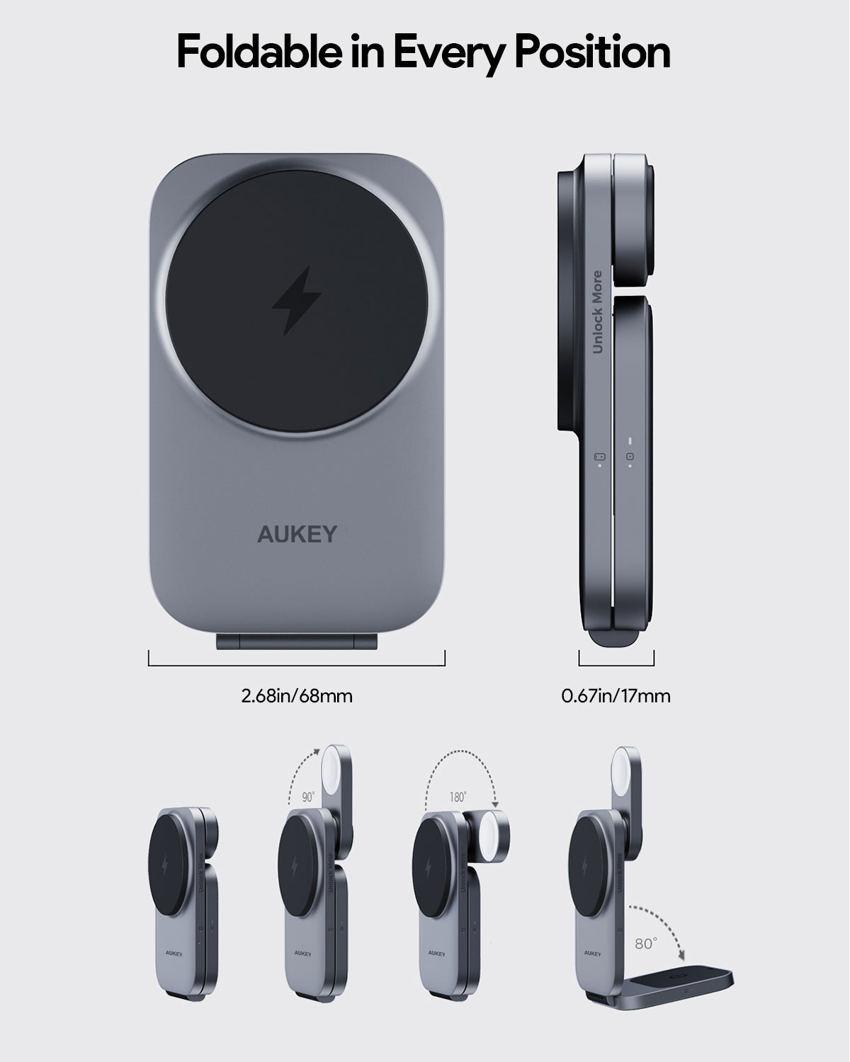 AUKEY LC-MC312 MagFusion Z Qi2 3-in-1 Faltbare kabellose Ladestation