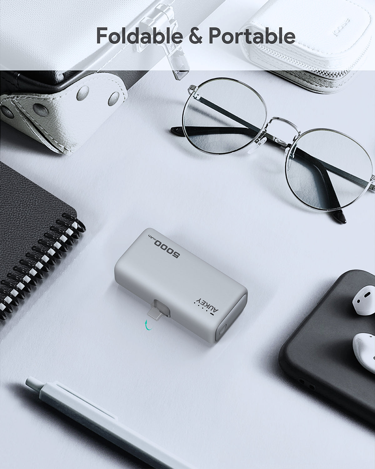 AUKEY PB-Y59 Spark Mini 5000 Tragbare Powerbank mit integriertem USB-C-Anschluss