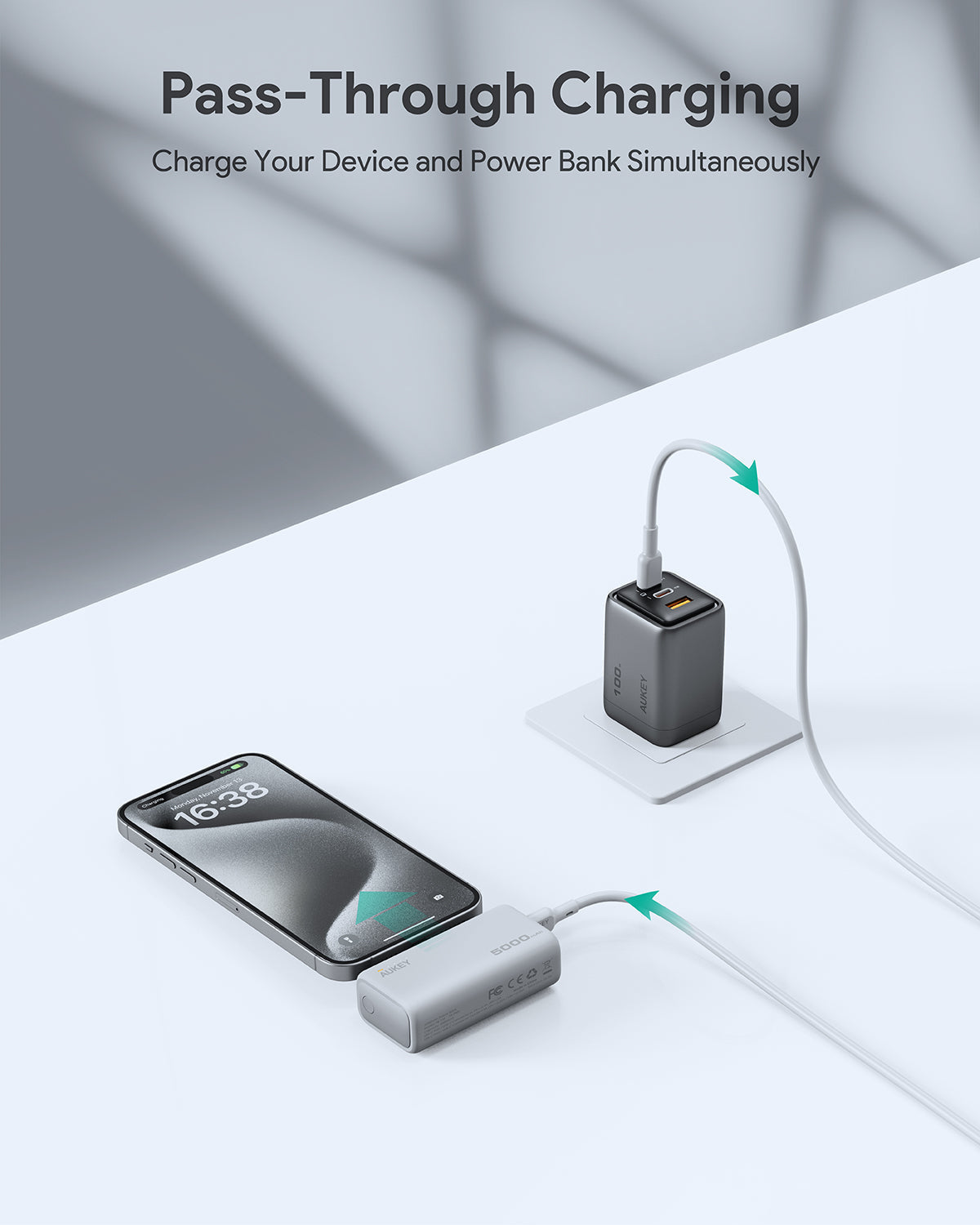 AUKEY PB-Y59 Spark Mini 5000 Tragbare Powerbank mit integriertem USB-C-Anschluss