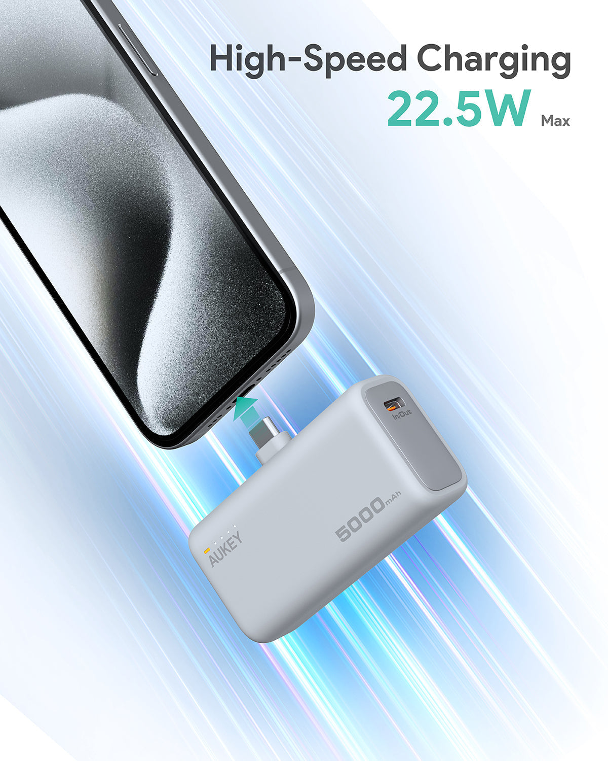 AUKEY PB-Y59 Spark Mini 5000 Tragbare Powerbank mit integriertem USB-C-Anschluss