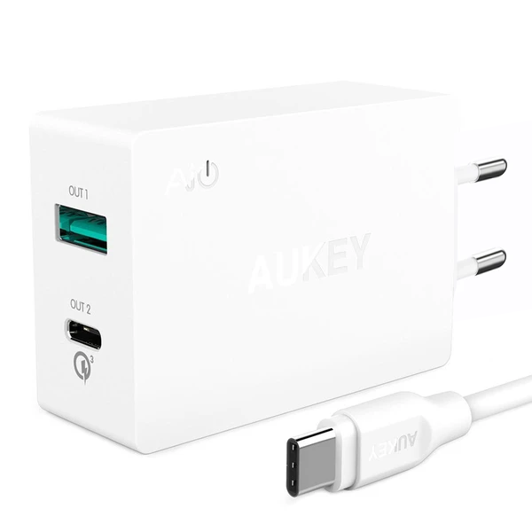 AUKEY PA-Y2 27W Dual-Port-Ladegerät mit QC 3.0 USB-C