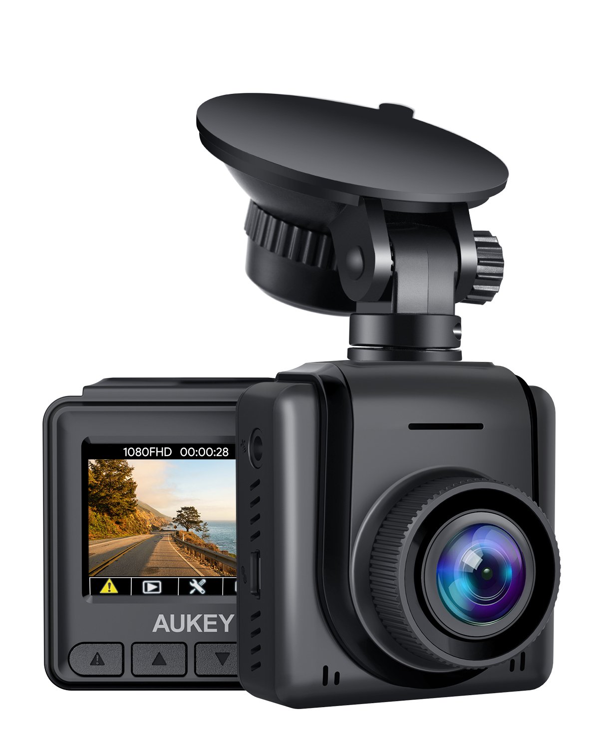 AUKEY DRA5 Mini-Dashcam, Dashcam mit 1080p Full HD, LCD-Display mit 1,5 Zoll, Autokamera mit 170°-Weitwinkelobjektiv, Schwarz