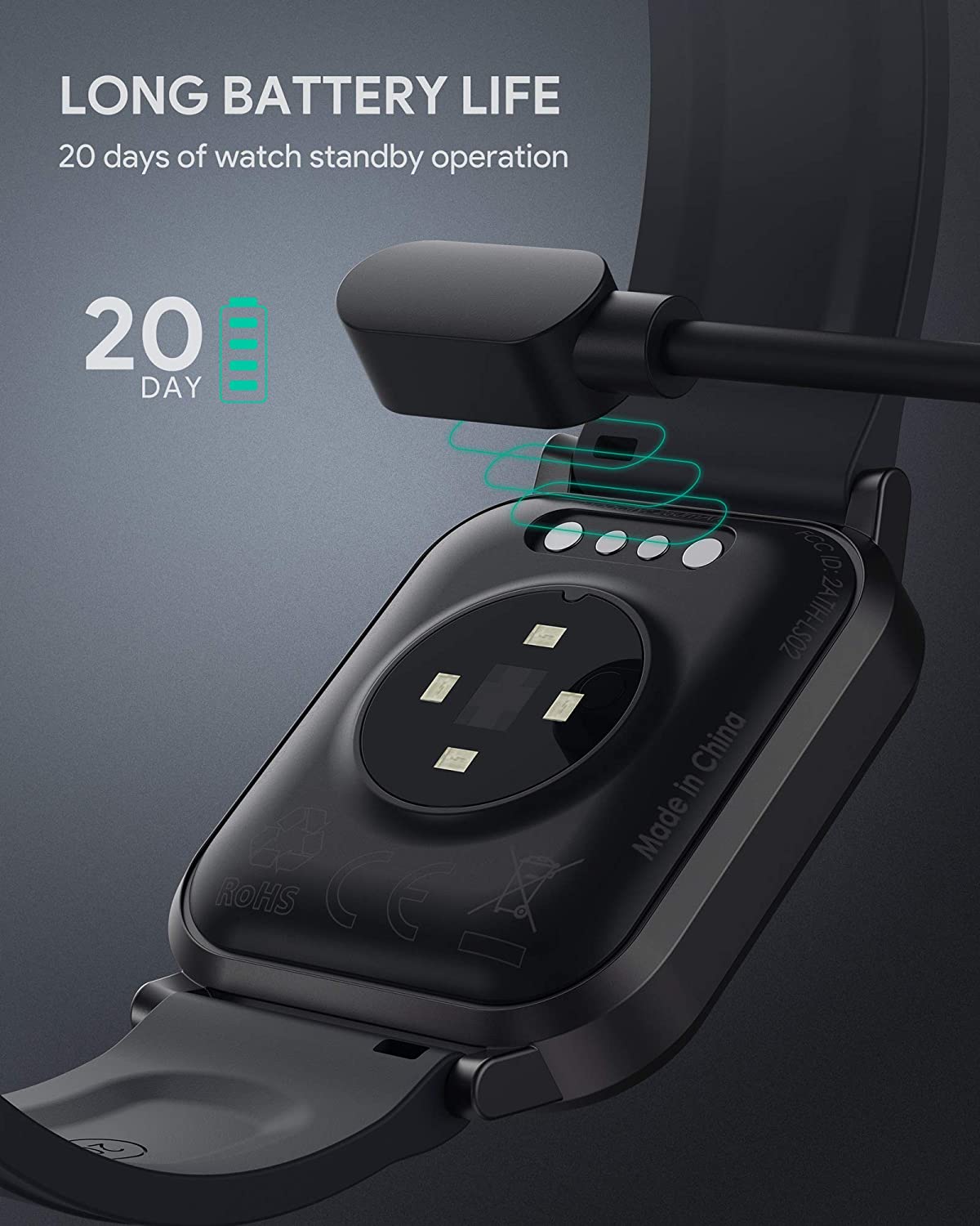 AUKEY LS02 Smartwatch Fitness Tracker mit 12 Fitnessmodi & Fit App, IPX6 Wasserdichte Smartwatch Schwarz