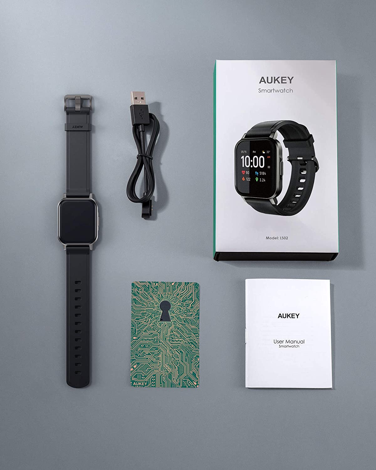 AUKEY LS02 Smartwatch Fitness Tracker mit 12 Fitnessmodi & Fit App, IPX6 Wasserdichte Smartwatch Schwarz