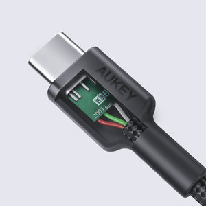 AUKEY CB-CMD37 USB-C-auf-USB-C-Kabel, 90° geflochtenes Nylon-Schnellladekabel Typ-C mit Aramidfaser (2er-Pack)