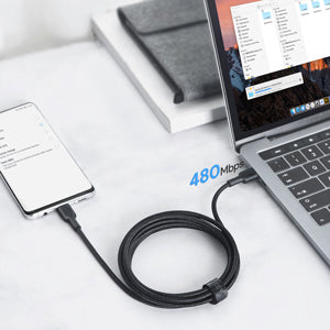 AUKEY CB-CMD37 USB-C-auf-USB-C-Kabel, 90° geflochtenes Nylon-Schnellladekabel Typ-C mit Aramidfaser (2er-Pack)