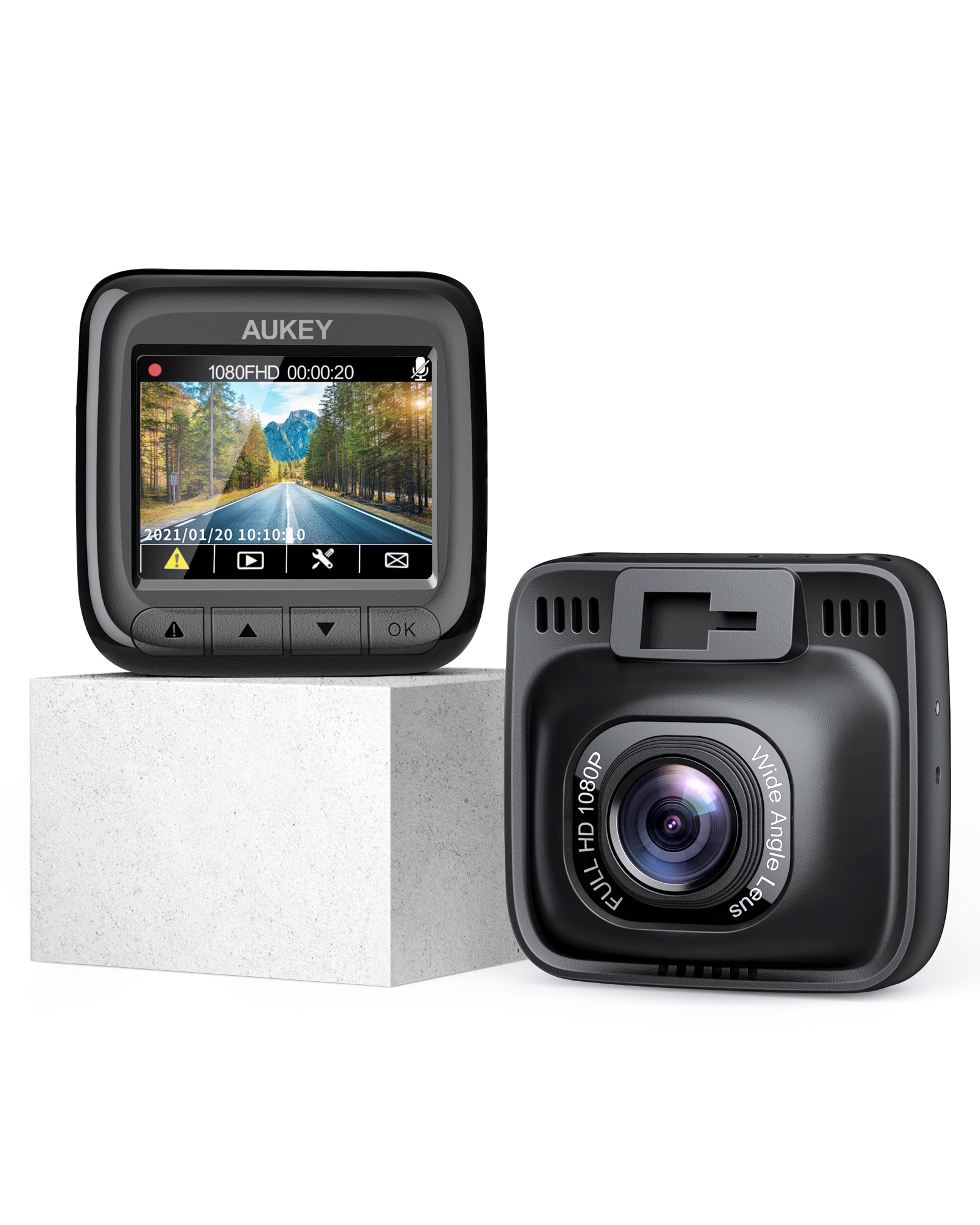AUKEY DR01 Dashcam, 1080p-Dashboard-Kamera-Recorder mit Sony-Sensor, 2"-LCD, 6-spuriges 170°-Weitwinkelobjektiv