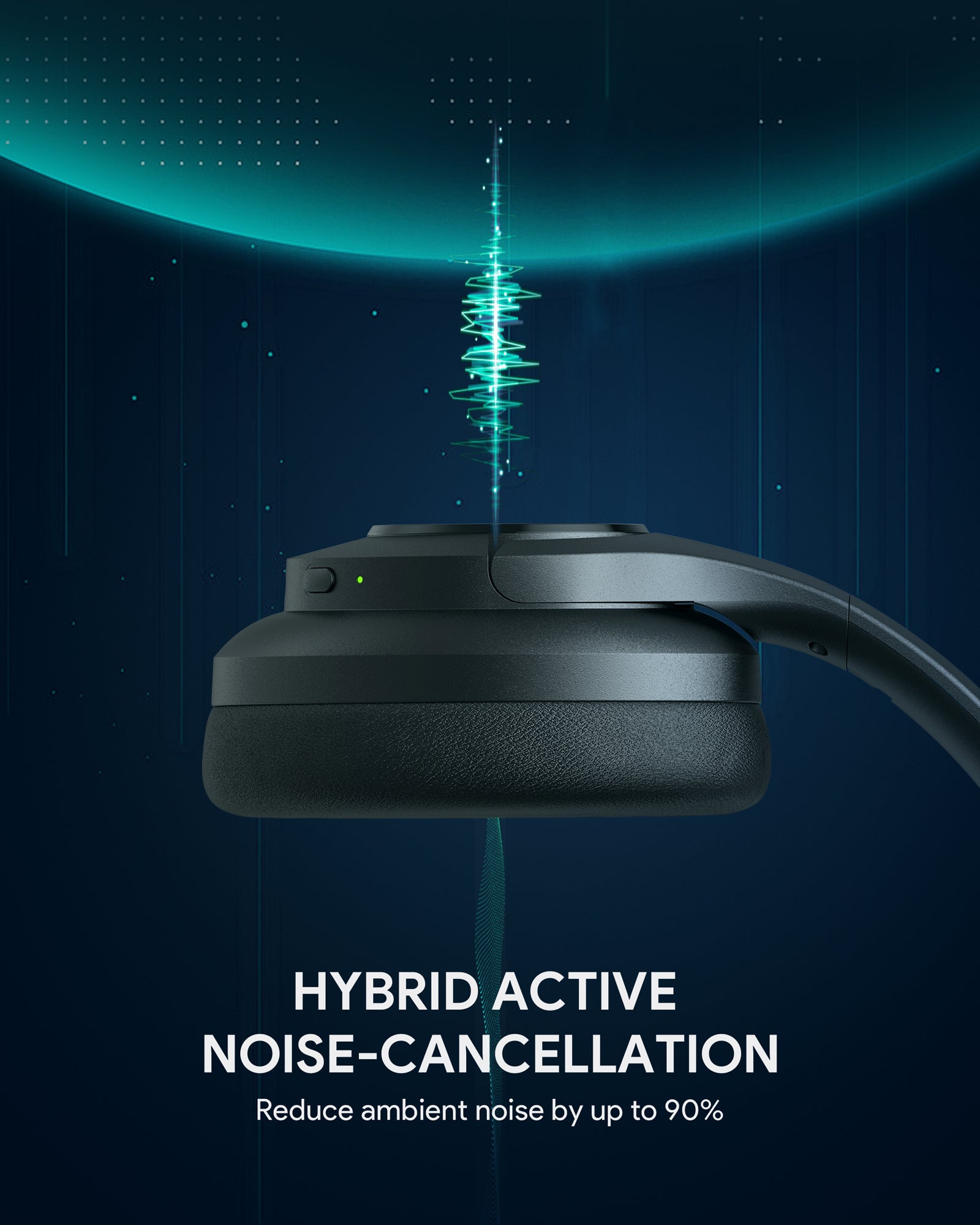 AUKEY EP-N12 Bluetooth Kopfhörer mit aktiver Geräuschunterdrückung（ANC), Kabelloser Over-Ear-Kopfhörer Schwarz