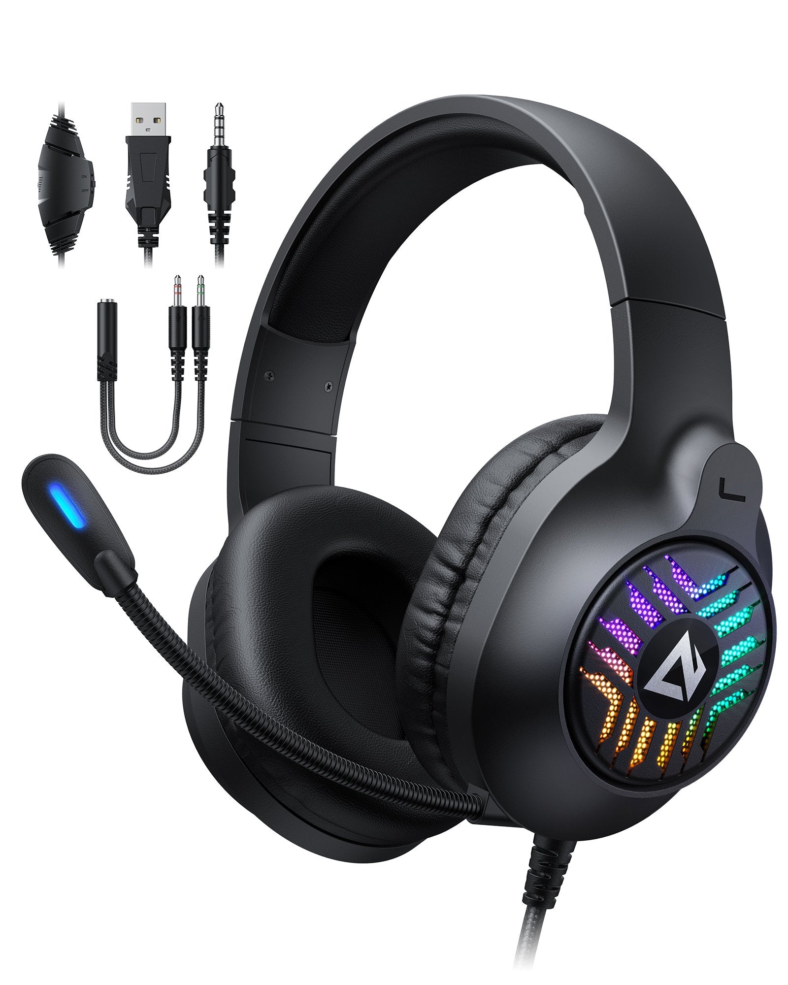 AUKEY GHX1 RGB-Gaming-Headset mit Stereo-Sound 50 mm Treiber Mikrofon mit Geräuschunterdrückung