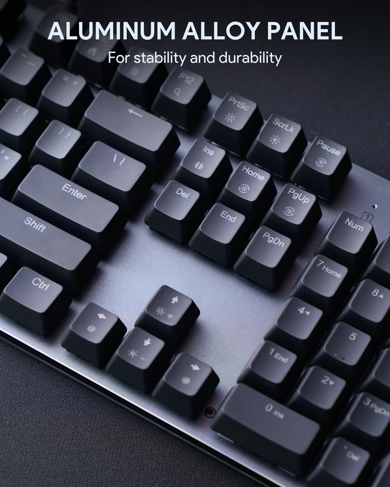 AUKEY KMG12 Mechanische Tastatur (QWERTZ Layout) Blaue Schalter 104 key mit Gaming-Software