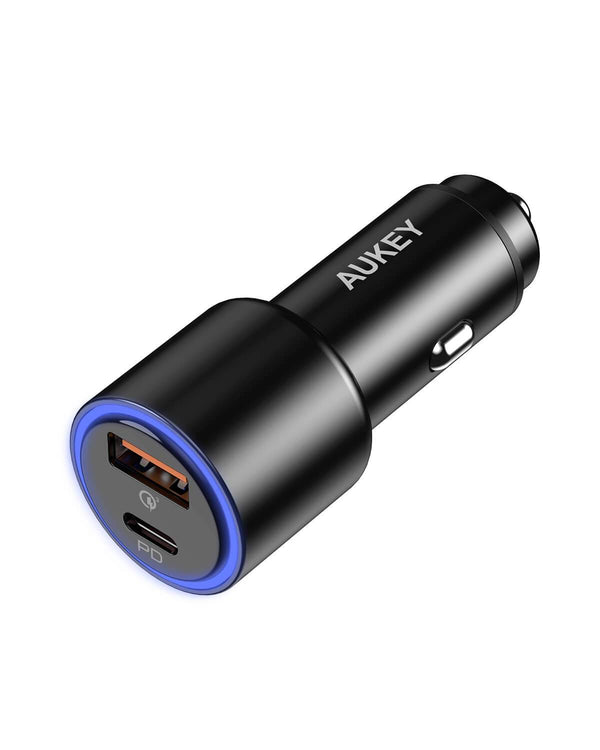 AUKEY CC-Y18S Dual (USB-C/USB-A) LED-Autoladegerät – 36 W
