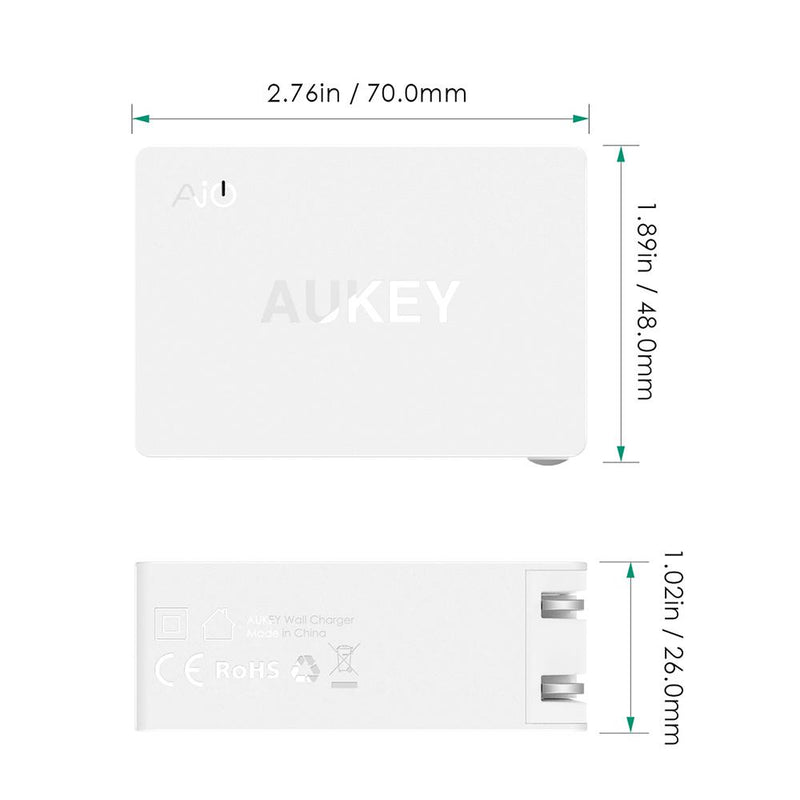 AUKEY PA-Y2 27W Dual-Port-Ladegerät mit QC 3.0 USB-C